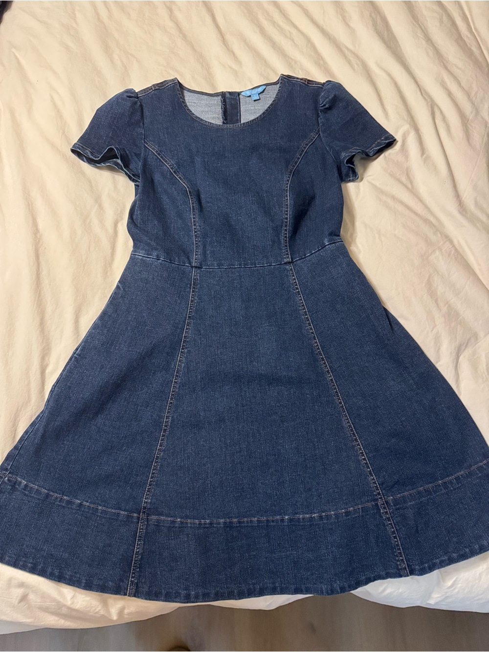 Draper James Dark Blue Denim Fit & Flare Dress
